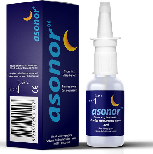 Asonor Snoring Nasal Spray - Natural Anti Snoring Solution, 30ml, Fast Relief for Better Sleep & Breathing