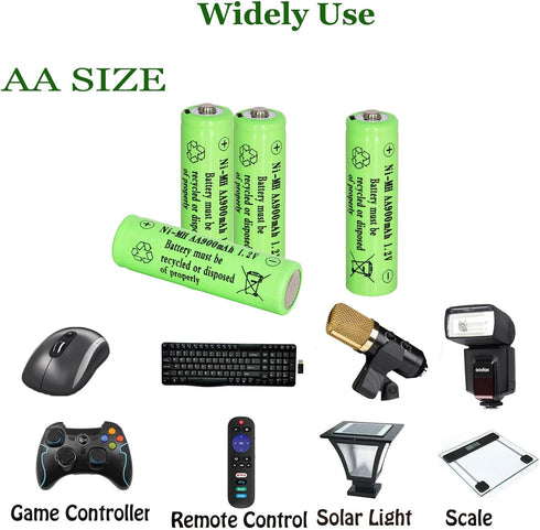 8 Packs Solar Lights Batteries AA900mah 1.2V Ni-MH Rechargeable Double A Battery for Outdoor Solar Lights