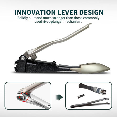 Nail Clippers with Catcher, No Splash Fingernail Toenail Clippers, Sharp Curved Blade & Glass Nail File for Men Women