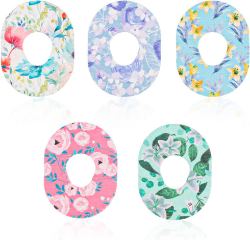25pcs Sensor Covers for Dexcom G7 - Waterproof Overpatches with Flower Pattern Adhesive Stickers