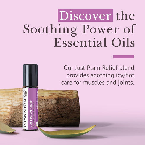 Pranarom Just Plain Relief Essential Oils, Organic Aromatherapy Blend with Lavender, Peppermint & Helichrysum, 8mL