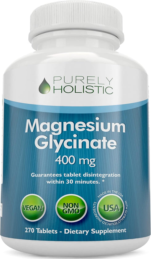Magnesium Glycinate 400mg - 270 Tablets, Highly Bioavailable Elemental Magnesium for Sleep, Stress Relief