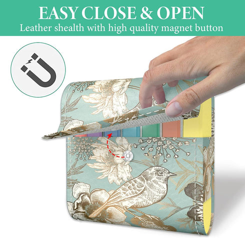LIZIMANDU Weekly Travel Pill Organizer, Daily AM PM Medication Reminder Box with Leather PU Carrying Case (Blue Bird)