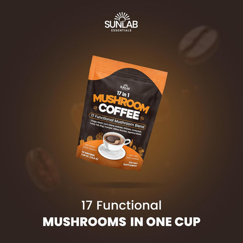 SunLab Essentials 17 Immunity, 30 Organic Mushroom Coffee Functional Mushroom Blend (Lion's Mane, Reishi, Chaga