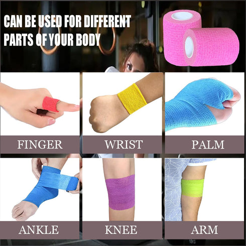 Kuanfine 3 Pack 3 Inches Self Adhesive Bandage Wrap Vet Wrap for Pets, Stretch Self Adherent Tape Cohesive Wrap