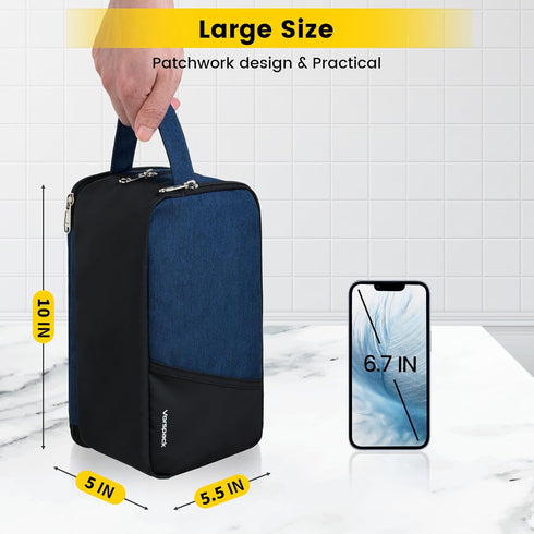 Vorspack Travel Toiletry Bag - Large Toiletry Bag for Men Water Resistant Skincare Bag Dopp Kit for Bathroom Toiletries Accessories Gifts - Navy Blue