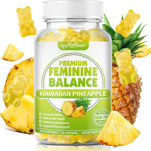 softbear Premium Feminine Balance Gummies for Women, Pineapple PH Balance Gummies for