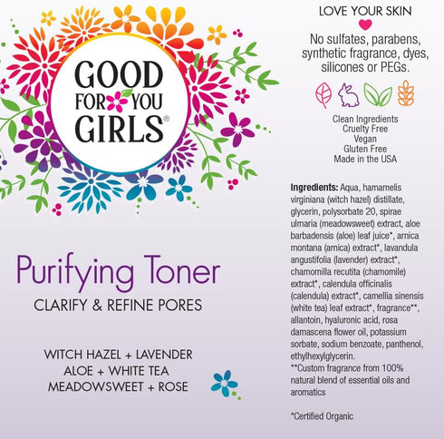 Good For You Girls Hydrating Toner for Face, Alcohol Free - Contains Aloe, Witch Hazel, Meadowsweet, Chamomile,