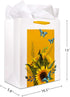 XJF 13" Large Sunflowers Gift Bag - Watercolor Flowers Gift Bag with Tissue Paper Sunflowers Gifts Bags for Birthdays