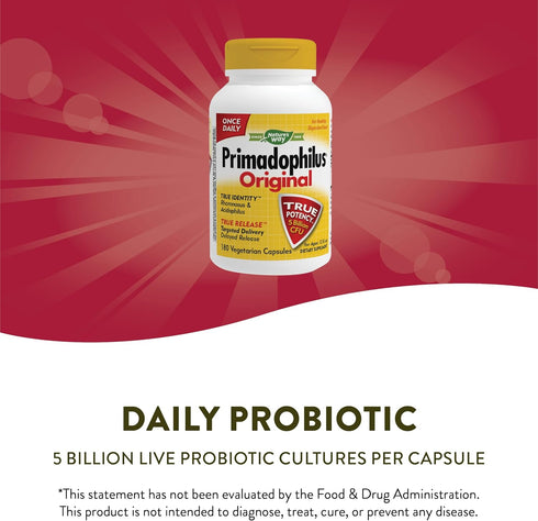 Nature's Way Primadophilus Original, 5 Billion, 180 Capsules for Digestive Health