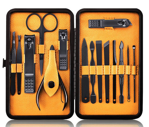 Professional Stainless Steel Nail Clipper Travel & Grooming Kit, 15pcs Manicure & Pedicure Set with Luxurious Case
