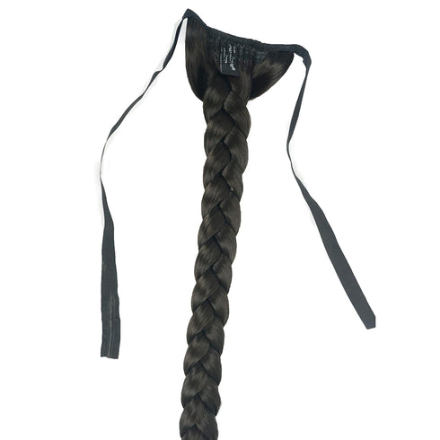 Lydell 24" Long Fishtail Braid Wrap Around Ponytail Extension, Synthetic Hairpiece in #4 Dark Brown