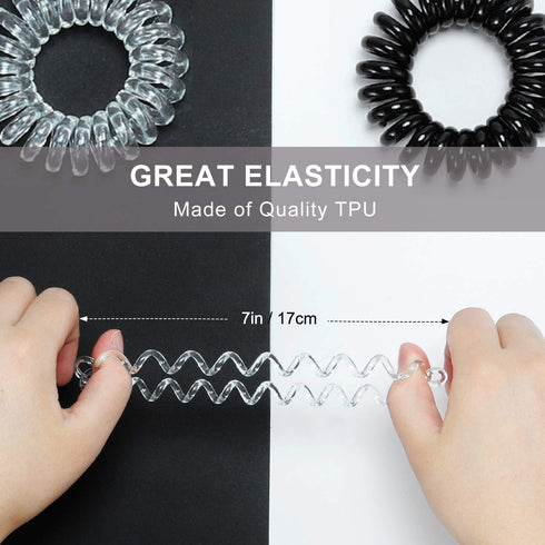 TailaiMei 30 Pcs Spiral Hair Ties, No Crease Coil Phone Cord Hair Ties for Thick Hair, Women Ponytail Holder