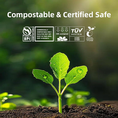 OMOTIYA 3 0.8 16.9" 17.7", 50 Count, Compostable Trash Bags, Small Compost Bags Gallon, Extra Thick Mils, x Compostable