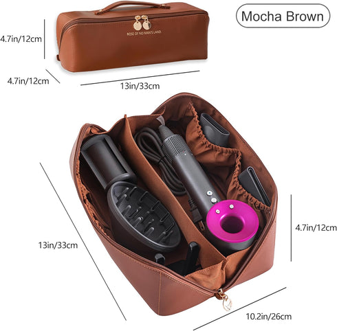 Travel Storage Bag for Dyson Airwrap Styler, Portable Waterproof Hair Dryer Carrying Case with Double Compartments