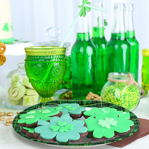 Hushee 100 Count 11 9 Inches St. Patrick's Day Oval Green Paper Plates Platter Bulk x Party Plate Disposable Dinner