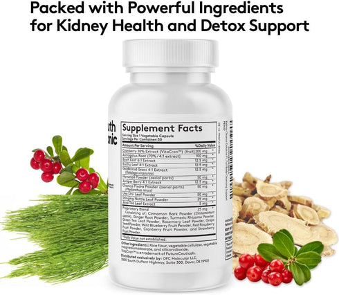 Youth & Tonic Kidney Cleanse & Detox Supplement with Cranberry Extract, Supports Urinary Tract Health, 30 Vegetarian