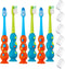 Kids Toothbrush 6 Pack - Soft Contoured Bristles, Child Sized Brush Heads (3-10 Year Old), Suction Cup