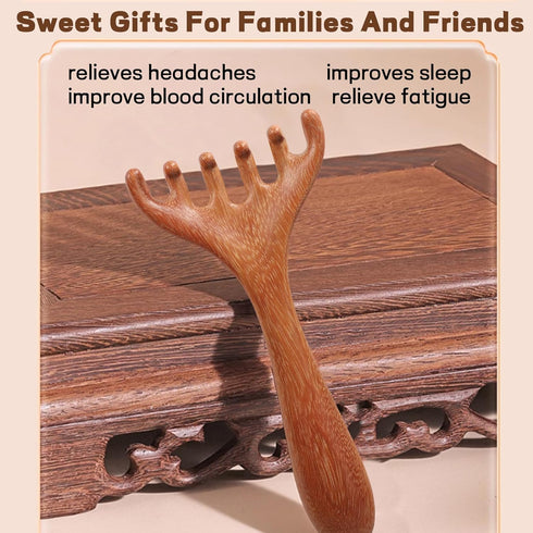 PKRFCJ 2 1, 1) Wooden Scalp Massager Pcs Massage Comb Brown Wood Massager Tool,Body Guas Sha Tools for Head, Neck