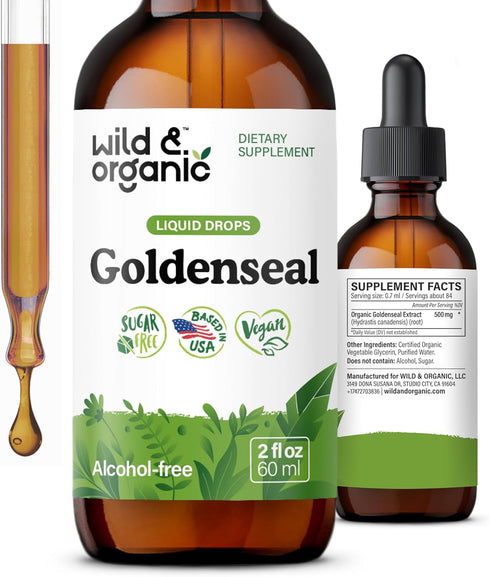 Wild & Organic Goldenseal Root Tincture - Lung Cleanse, Immune & Digestive