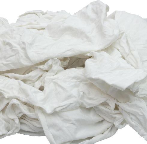 Premium White Knit Cotton T-Shirt Cloth Wiping Rags, Shop Cleaning TShirt Cloths for Auto, Grease, Paint & Wood