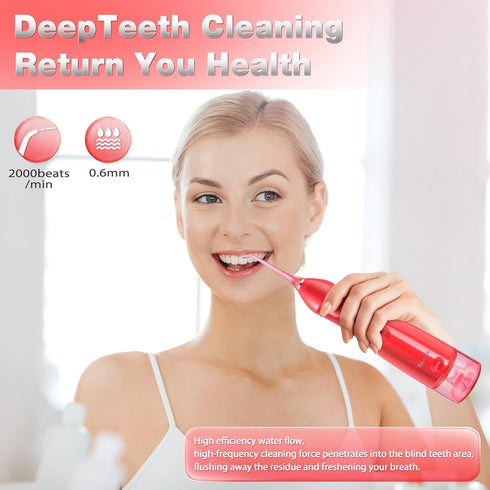 IPX7 300ML 5 TOVENDOR Electric Water Flosser, Cordless Rechargeable Dental Oral Irrigator Waterproof Travel Water Teeth