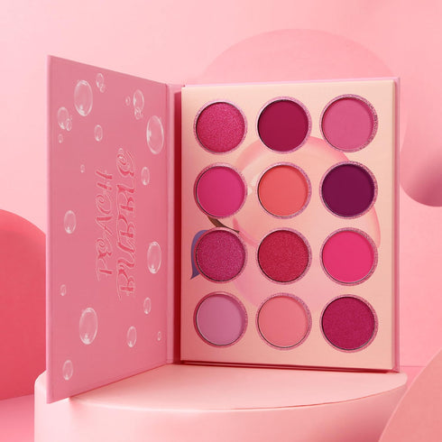 Pink Eyeshadow Palette, 12 Colors Peach Matte & Shimmer, Highly Pigmented Mini Makeup for Women and Girls