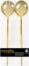 Party Bargains 4 Pack Disposable Novelty Serving Spoon & Spork, Gold, Plastic Kitchen Utensils for Buffet, Catering