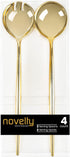Party Bargains 4 Pack Disposable Novelty Serving Spoon & Spork, Gold, Plastic Kitchen Utensils for Buffet, Catering