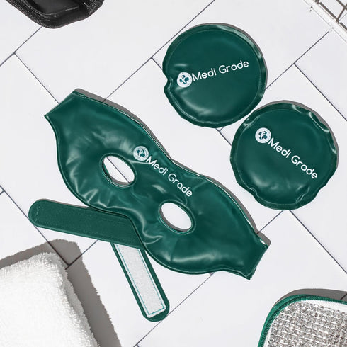 Medi Grade Cooling Eye Mask for Puffy Eyes, Reusable Gel Eye Mask with Thermo-bag for Dark Circles Relief