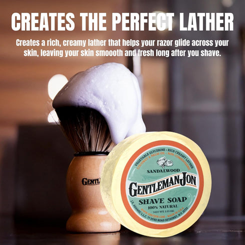 Sandalwood Shaving Soap for Men - 2.25 oz - Creates Perfect Lather - Moisturizes & Protects for Smooth Shaves