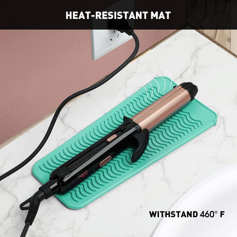 ZAXOP Resistant Silicone Mat Pouch for Flat Iron, Curling Iron, Hot Hair Tools (Mint Green)