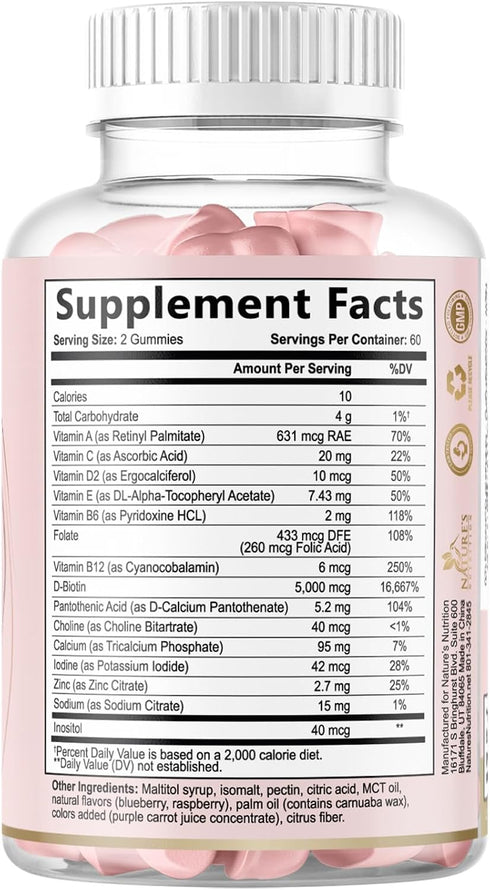 Gummies Gummy 5000 B12, 120 Gummies Hair Vitamins - Sugar Free Hair Growth Support with Biotin mcg Per Serving, Vitamin