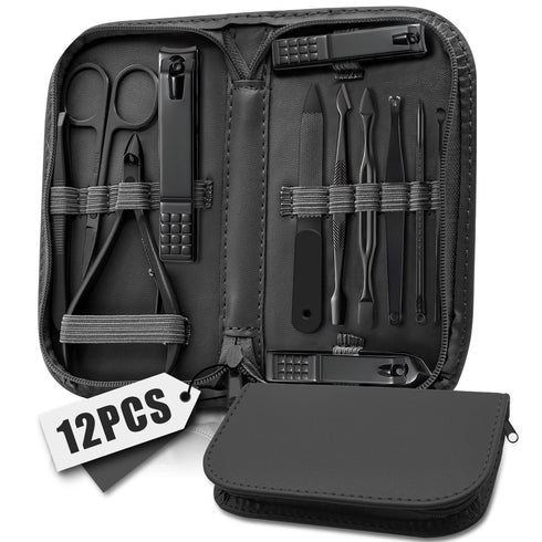 Manicure Set Nail Clipper Kit, 12 In 1 Professional Pedicure Set for Women and Men with Travel Case