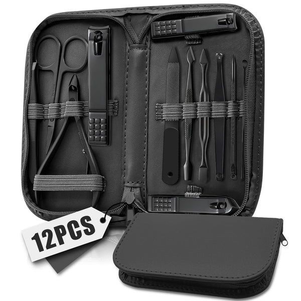 Manicure Set Nail Clipper Kit, 12 In 1 Professional Pedicure Set for Women and Men with Travel Case
