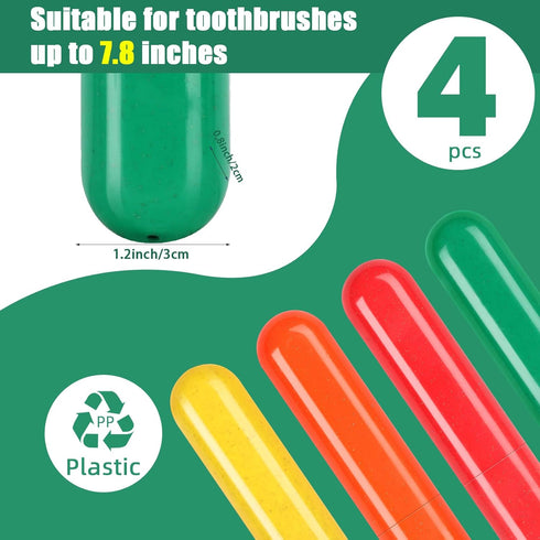 4 Pack Toothbrush Cases, Portable Toothbrush Holder, Plastic Toothbrush Carrier for Traveling, Home