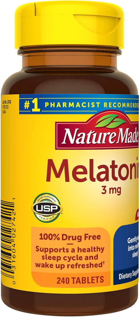 Nature Made Melatonin 3mg Sleep Aids, 240 Tablets, Drug Free Sleep Supplements