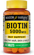 Mason BIOTIN 5000MCG, 60 per bottle