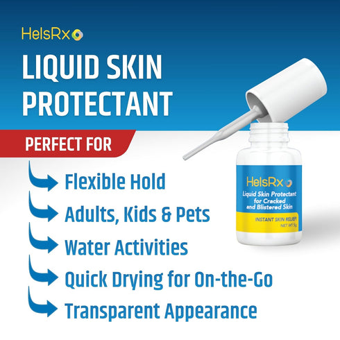 HelsRx Liquid Bandage Glue - Invisible Skin Repair Gel for Severe Dry Cracked Heels, Feet, Fingers, Scrapes