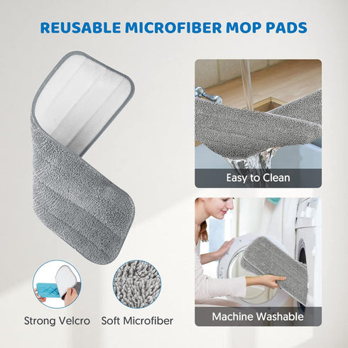 Wet Dust Mops for Hardwood Floor Cleaning: MEXERRIS Microfiber Spray Mops with 4 Reusable Pads