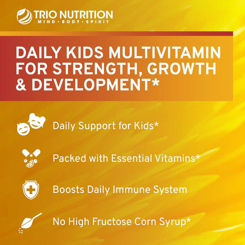 Premium Kids Multivitamin Gummies with Vitamin C & Zinc - Complete Daily Essential Vitamins for Immune & Energy Support
