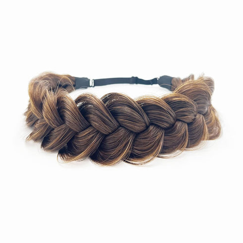 TOECWEGR Synthetic Hair Braided Headband - Classic Wide Strands Wedding Fluffy Braids Wig Band for Women