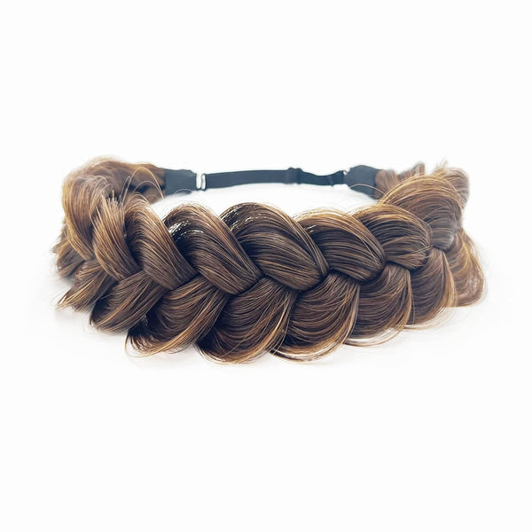 TOECWEGR Synthetic Hair Braided Headband - Classic Wide Strands Wedding Fluffy Braids Wig Band for Women