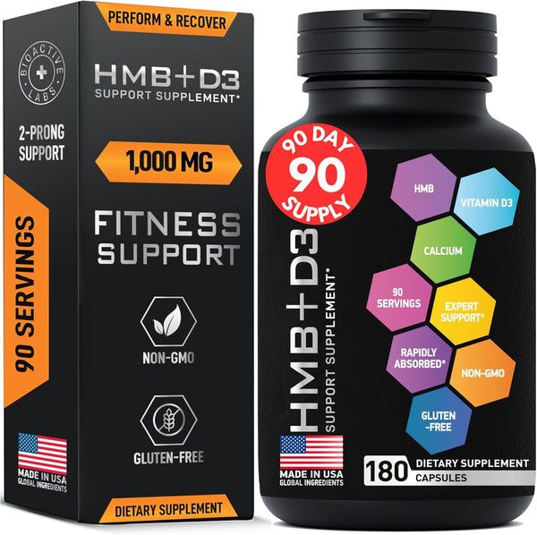 Advanced HMB Vitamin D3 Supplement 1,000mg Formula - 180 Capsules