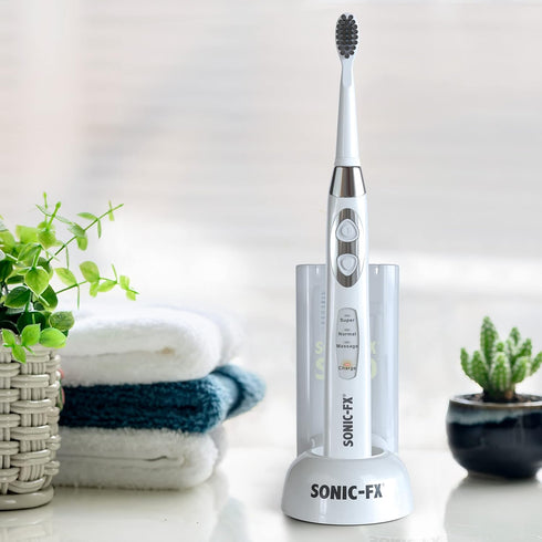 Solo Electric Toothbrush with 10 Brush Heads + 1 Interdental, Charcoal Bristles, Rechargeable, 3 Brush Modes