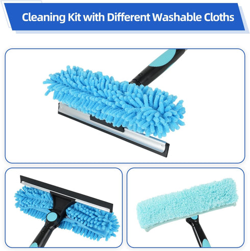 ScroRich 122'' 2-in-1 Window Washing Kit with Extension Pole, Window Cleaning Kit with Scrubber and Rotating Head