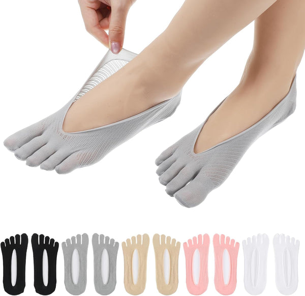 Sibba 5 Pairs Orthopedic Toe Compression Socks, No Show Five Finger Toe Separator