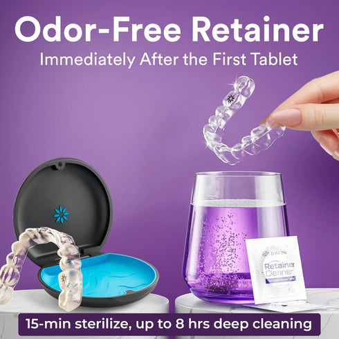 Retainer Cleaner Tablets, Invisalign Cleaner, Remove Stains, Odors & Plaque, Night Guard Cleaner, 120 Tablets,