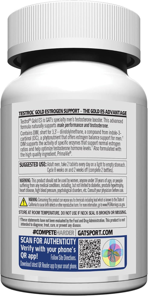 GAT SPORT Testrol Gold ES, 60 Tablets for Estrogen Balance with Tribulus and DIM