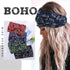 Wide Headbands for Women - Boho Turban Knotted Floral Elastic Non Slip Hairband Workout Yoga Head Scarfs 4Pcs